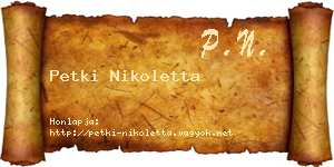 Petki Nikoletta névjegykártya